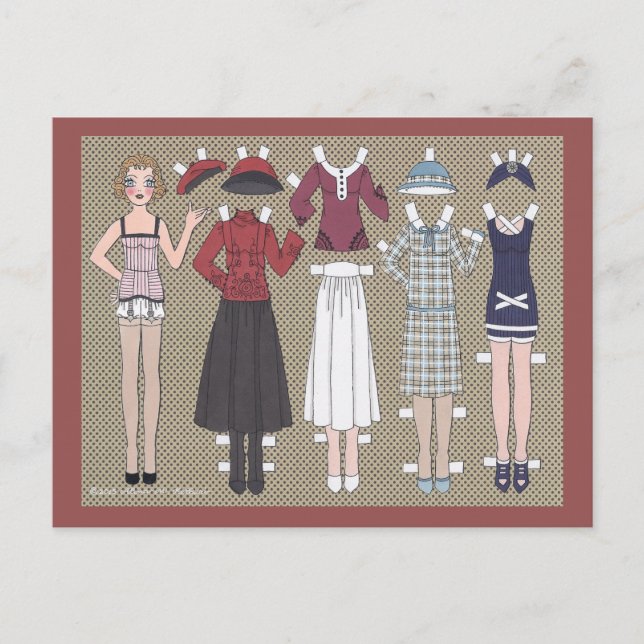 Thelma, Art Deco Girl of the Twenties Paper Doll Postcard (Front)