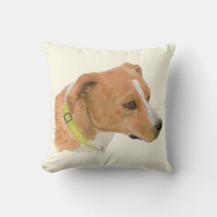 Thelma Boxer Beagle Mix Watercolor Throw Pillow