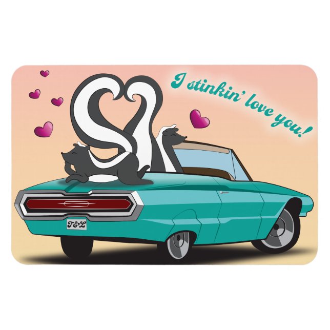 Thelma & Louise Cute Valentine's Skunks in Love Magnet (Horizontal)
