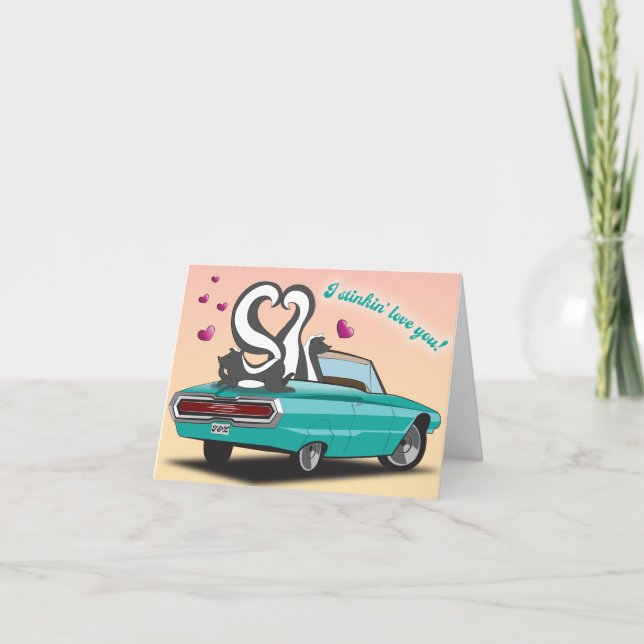Thelma & Louise Skunks in Love Valentine's Day Holiday Card (Front)