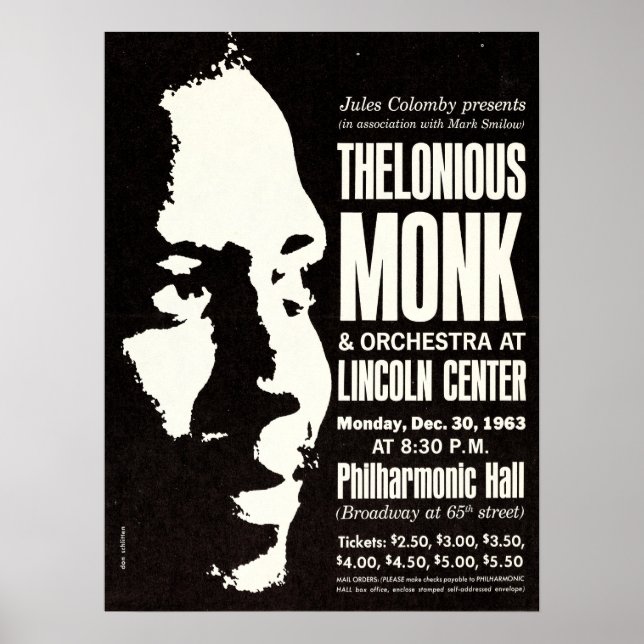 Thelonious Monk 1963 New York City Concert Poster (Front)