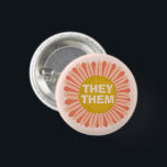 THEM / THEY Pronouns Sunflower Daisy Pride 1 Inch Round Button<br><div class="desc">Decorate your outfit with this cool art button. Makes a great  gift! You can customize it and add text too. Check my shop for lots more colours and patterns! Let me know if you'd like something custom too.</div>