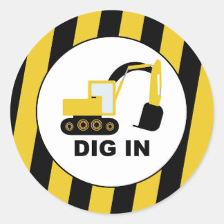 Thematic Party Construction and excavators Classic Round Sticker