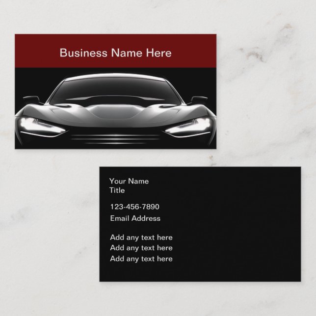 Thème automobile Cartes de visite modernes (Devant / Derrière)