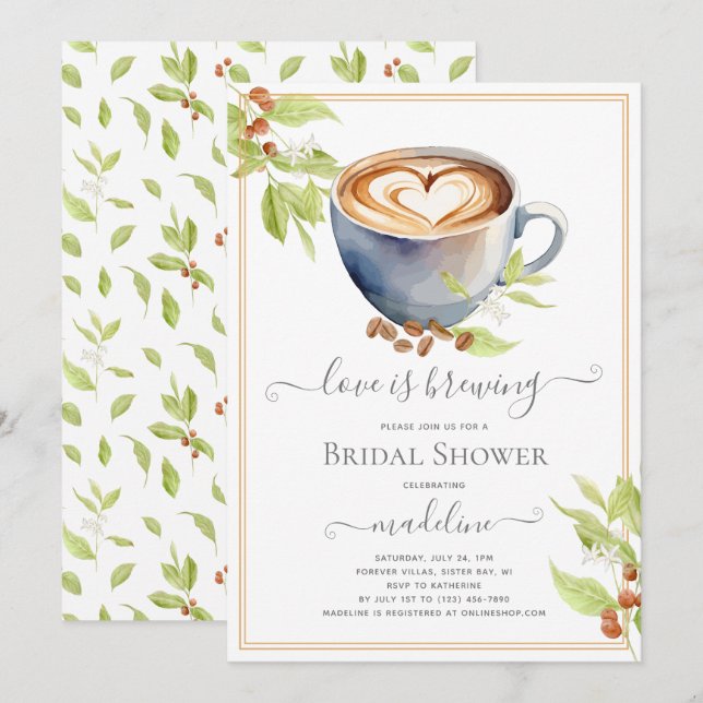 Thème café Bridal Show Invitation (Devant / Derrière)