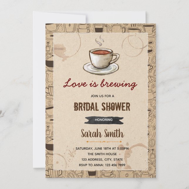 Thème café invitation douche nuptiale (Devant)