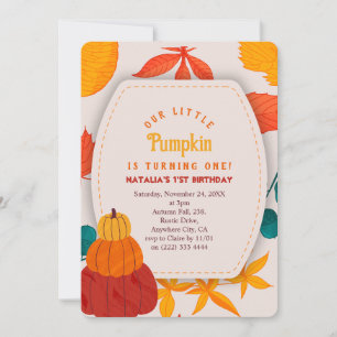 thème citrouille premier anniversaire Invitation