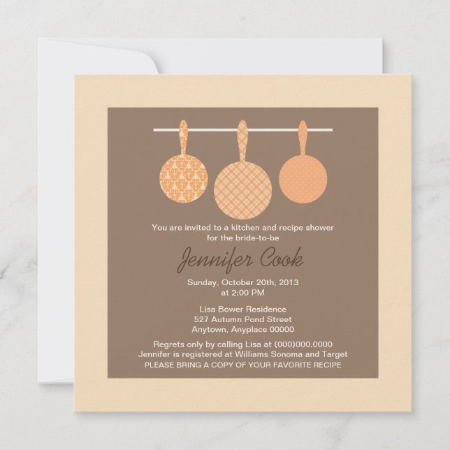 Thème Cuisine Invitations de douche nuptiale (Devant)