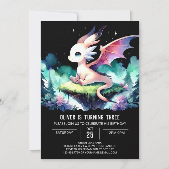 Theme Cute Dragon Birthday Invitation (Front)