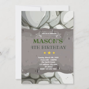 Thème d'anniversaire de pierre rock Invitation