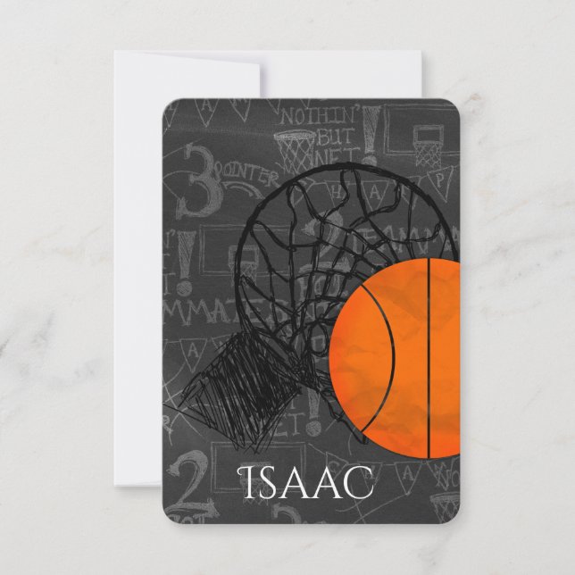 Thème de basket-ball de la carte RSVP Bat mitzvah  (Devant)