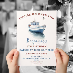 Thème de bateau modifiable Invitation d'anniversai