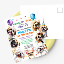 Thème de chien Anniversaire Fête Invitation
