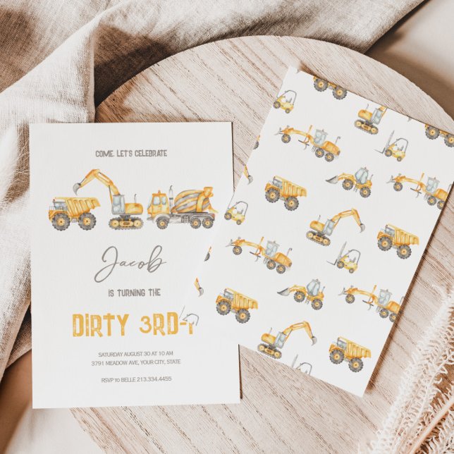 Thème de construction 3ème anniversaire Invitation (Créateur téléchargé)