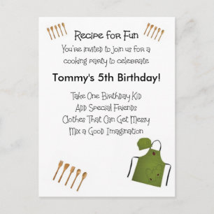 Thème de Cuisine pour enfants Invitation Cartes po