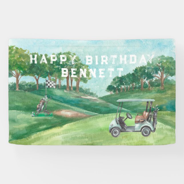Thème de golf | Bannière d'accueil de fête d'anniv (Horizontal)