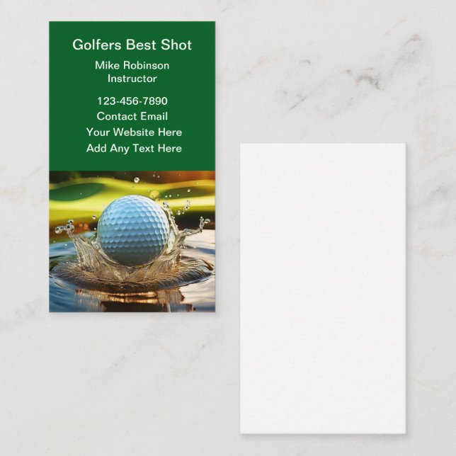 Thème de golf Design Carte de visite (Devant / Derrière)