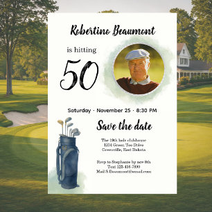 Thème de golf pour la carte d'attente du 50e anniv