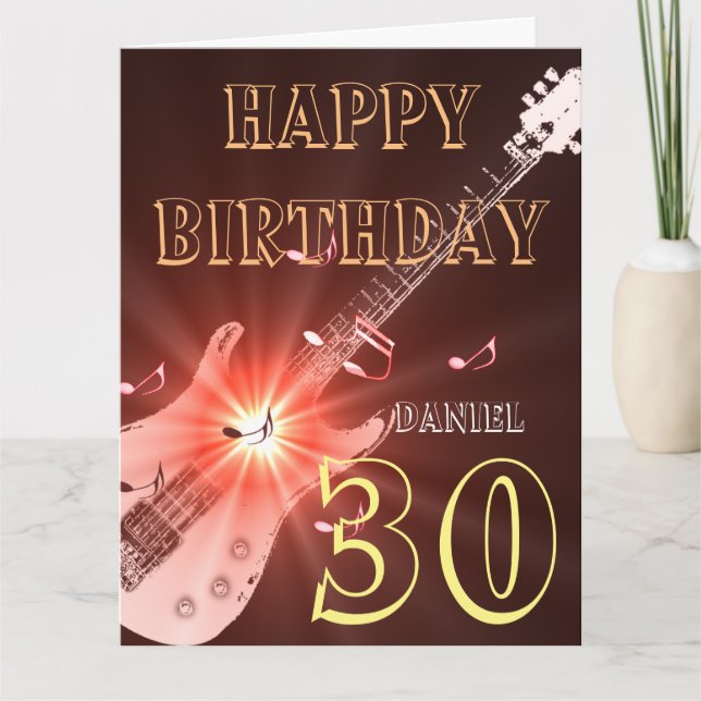 Thème de guitare personnalisée 30e carte d'anniver (Devant)