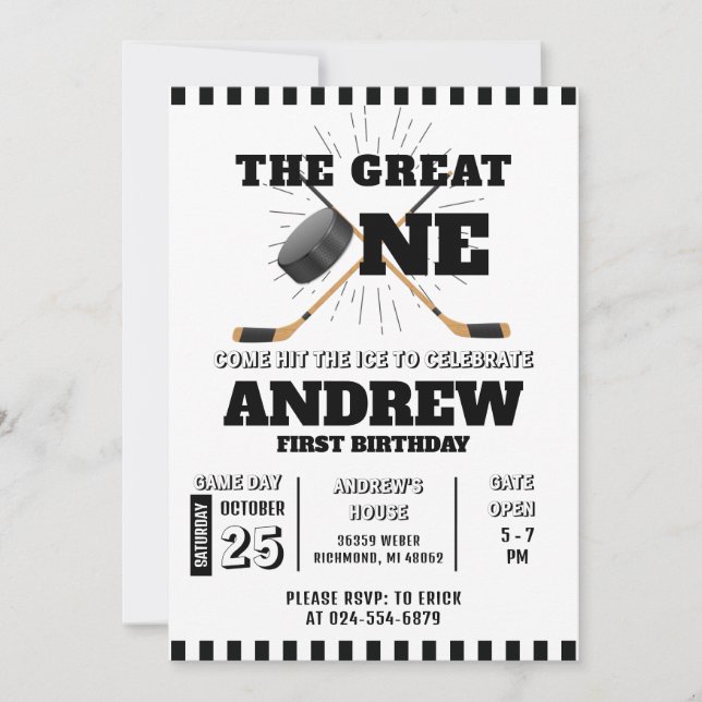Thème de hockey personnel Invitation d'anniversair (Devant)