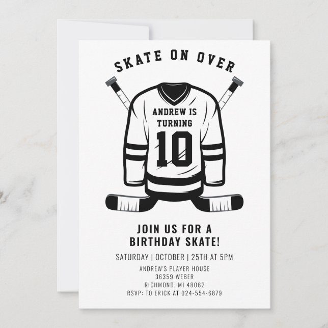 Thème de hockey personnel Invitation de fête d'ann (Devant)
