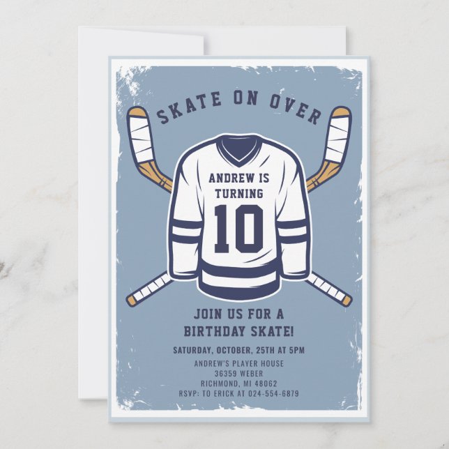 Thème de hockey personnel Invitation de fête d'ann (Devant)