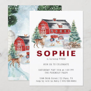 Thème de la ferme d'hiver   Invitation de fête d'a