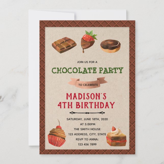 Thème de la fête du chocolat gourmand Invitation (Devant)