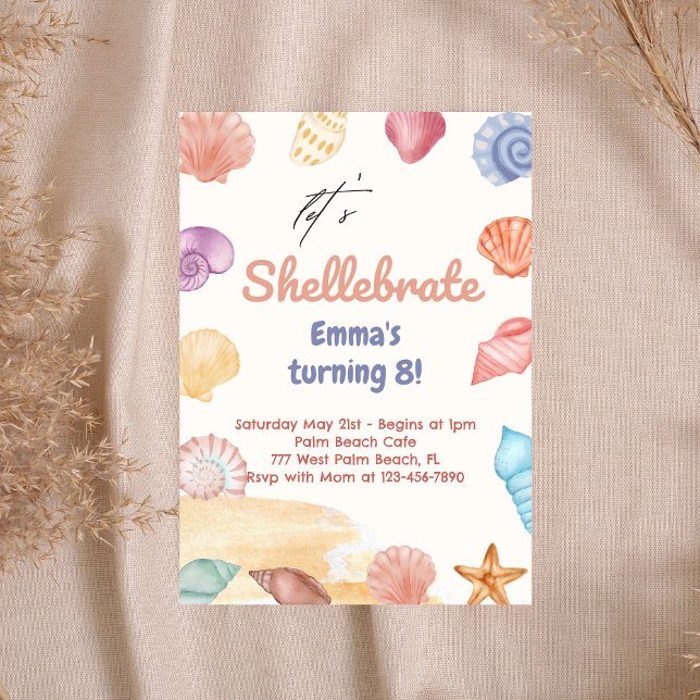 Thème de la plage de Shellabrate Invitation d'anni (Créateur téléchargé)