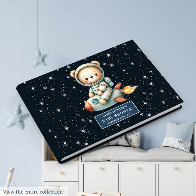 Thème de l'espace Baby Boy Livre d'invité Teddy Be (Space Theme Baby Boy Guest Book Teddy Bear)