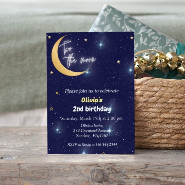 Thème de l'espace deux la lune 2ème invitation ann (Créateur téléchargé)