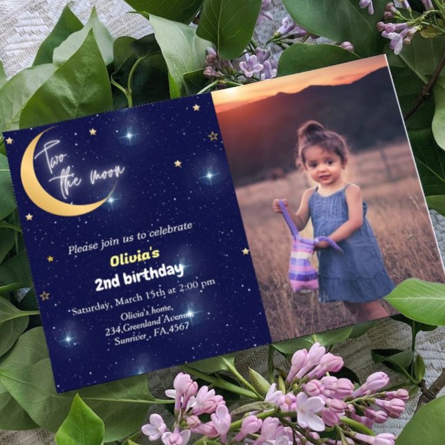 Thème de l'espace deux la lune 2ème invitation ann (Créateur téléchargé)