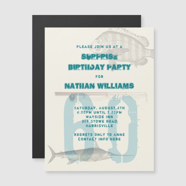 Thème de pêche magnétique Invitations masculines a (Devant / Derrière)