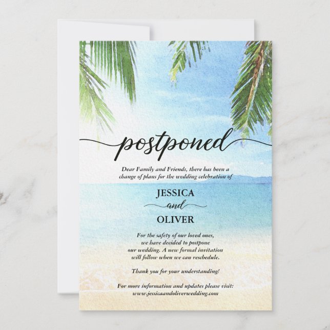 Thème de plage Cartes de Faire-part Mariages repor (Devant)