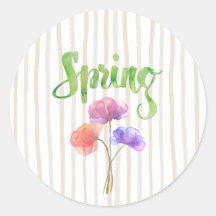Thème de printemps, Bright Watercolor Sticker Flor