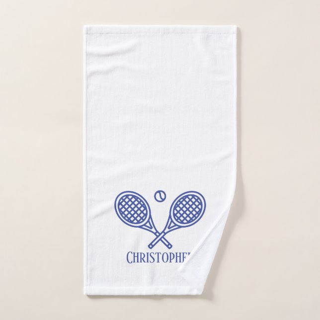 Thème de tennis Monogramme Nom Tennis Ball (Serviette à main)