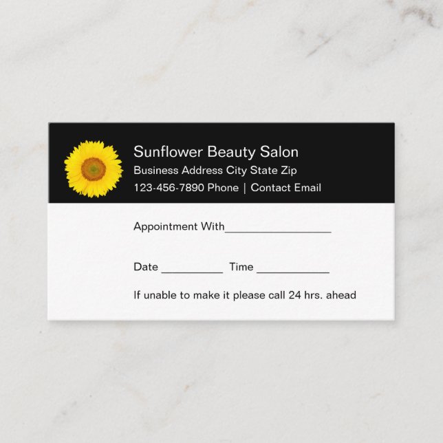 Thème de tournesol joyeux Beauté Cartes de rendez- (Devant)