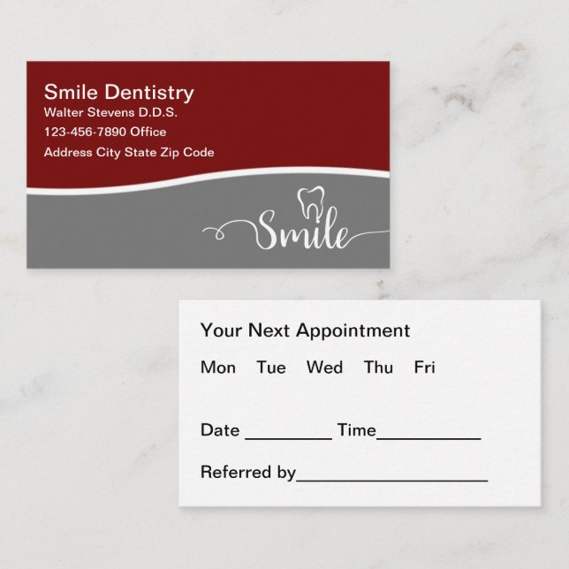 Thème Dentiste Nomination Cartes de visite (Devant / Derrière)
