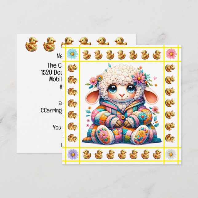 Thème des bébés animaux précieux - Invitation (Devant / Derrière)