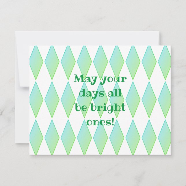 Thème Diamant Vert Carte à Note Plate avec envelop (Devant)