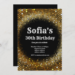 Thème Disco, or anniversaire fête invitation