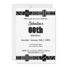 Thème Domino noir et blanc Anniversaire Invitation