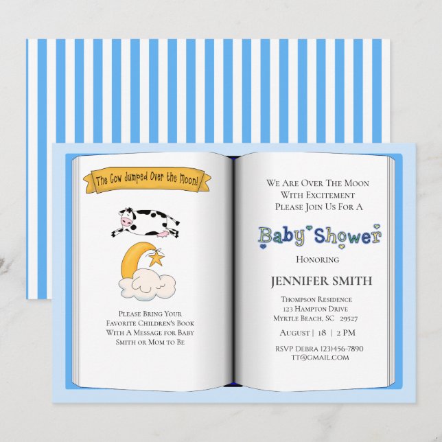 Thème du livre Invitation Baby shower (Garçon) (Devant / Derrière)