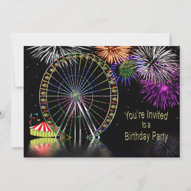 THÈME DU PARC AMUSEMENT ANNIVERSAIRE INVITATION (Devant)
