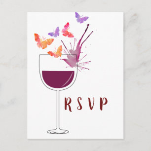 thème du vin, carte postale papillon RSVP