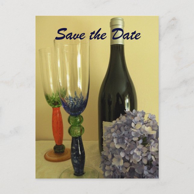 Thème du vin Enregistrer la date Carte postale (Devant)