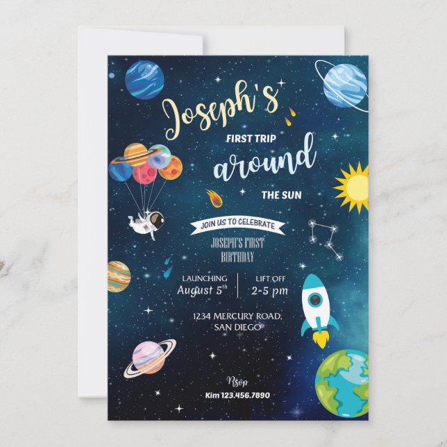 Thème Espace Anniversaire Invitation (Devant)