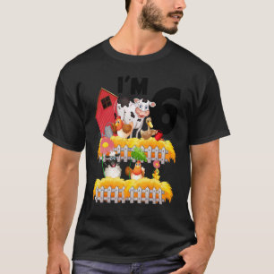 Theme Farm Animals 6th Birthday I'm 6 Year Old Lit T-Shirt