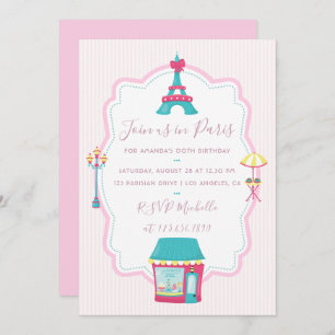 Thème Fille Pink Paris Invitation fête d'anniversa