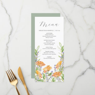 Thème Fleur sauvage d'aquarelle des menus mariages
